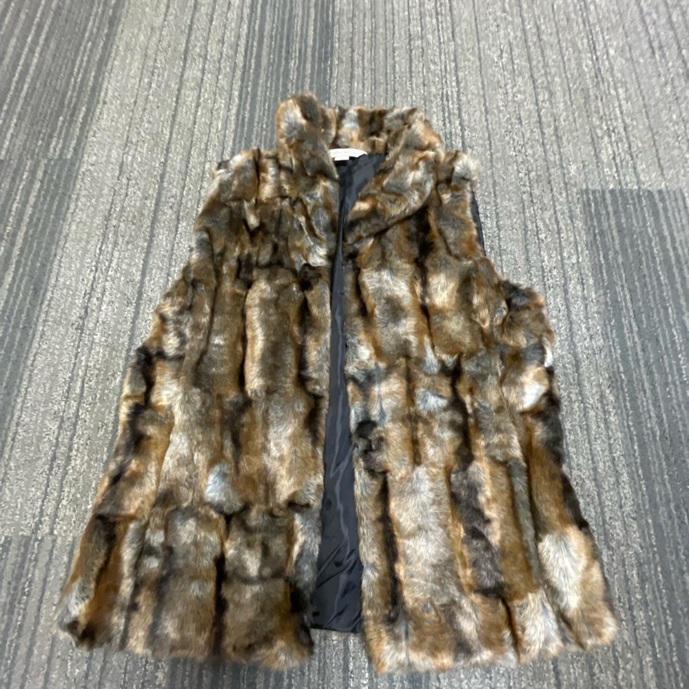 Laura Ashley Faux Fur Vest in Brown and Black